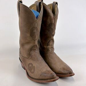 NOCONA Women OU Oklahoma Sooners Brown Leather Collegiate Western Boots Size 6B